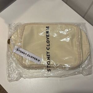 Stoney Clover Lane Large Pouch with Sherpa Trim - Winter White